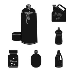 Vector design of plastic and container symbol. Collection of plastic and packaging vector icon for stock.