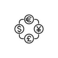 Vector illustration of currency exchange line icon.