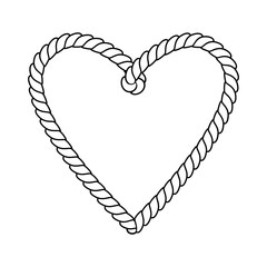 Black and white twine rope heart, love bonds, valentine day concept, vector © natalyon