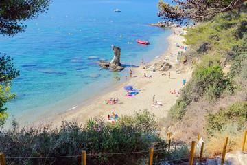 Sunny day on the beach in Toulon, Riviera, Cote d'Azur, France