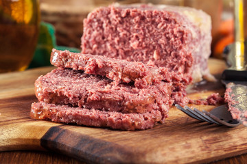 Delicious sliced corned beef