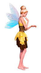 3D Rendering Fantasy Fairy on White