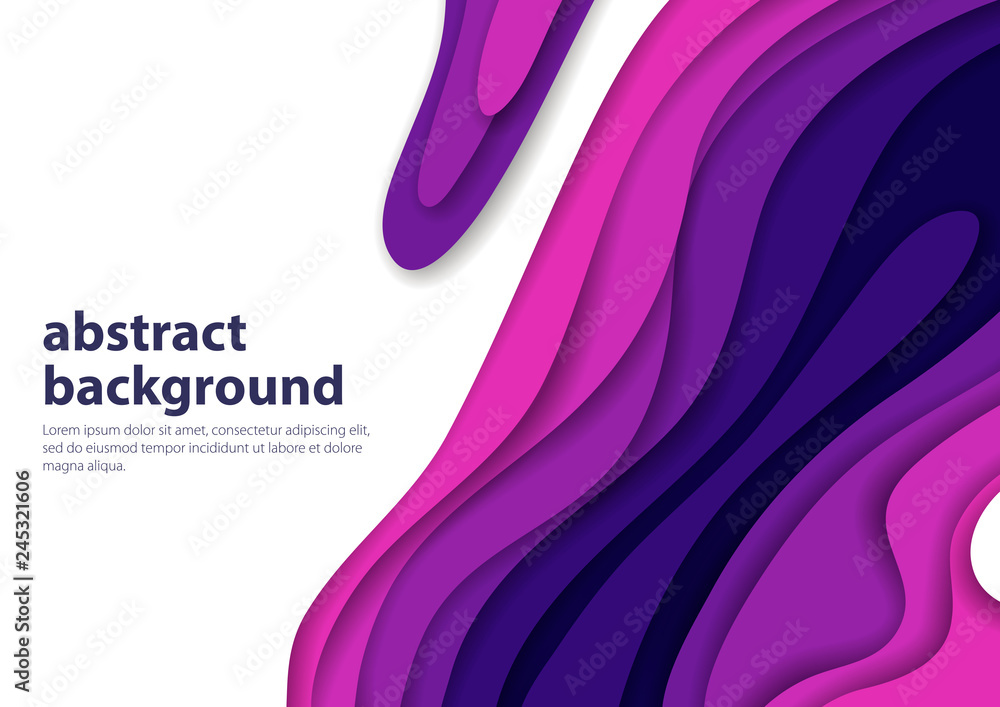 Poster vector image of abstract background, with the effect of cut paper, from different colored layers of 