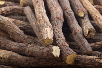 heap of roots of Glycyrrhiza background