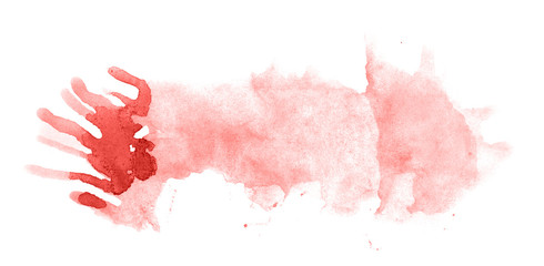 Abstract watercolor background hand-drawn on paper. Volumetric smoke elements. Red, Grenadine color. For design, web, card, text, decoration, surfaces.