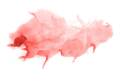 Abstract watercolor background hand-drawn on paper. Volumetric smoke elements. Red, Grenadine color. For design, web, card, text, decoration, surfaces.