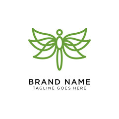 Minimalist elegant Dragonfly logo design with line art style
