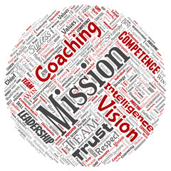 Vector conceptual business leadership strategy, management value round circle red word cloud isolated background. Collage of success, achievement, responsibility, intelligence authority or competence