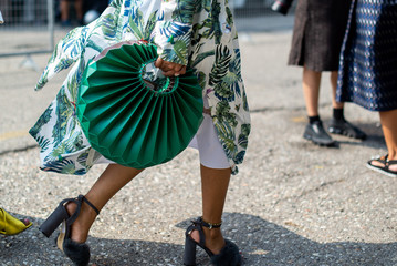 Street style details-green bag from Milan fashion week Spring Summer 2019