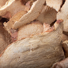 dried roots galangal background