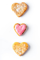 Naklejka na ściany i meble cookies for Valentine Day heartshaped on white background top view
