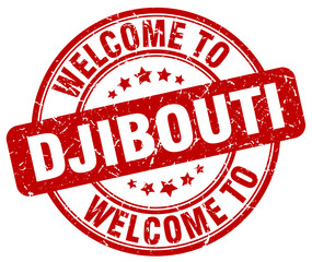 welcome to Djibouti red round vintage stamp