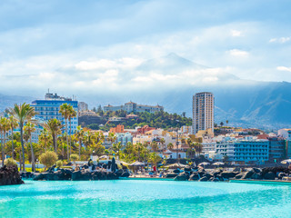 Puerto de la Cruz, Tenerife - 10 January, 2019: Landscape with Puerto de la Cruz, in background...