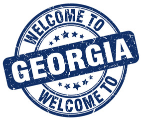welcome to Georgia blue round vintage stamp