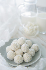 Curd candies with coconut and milk