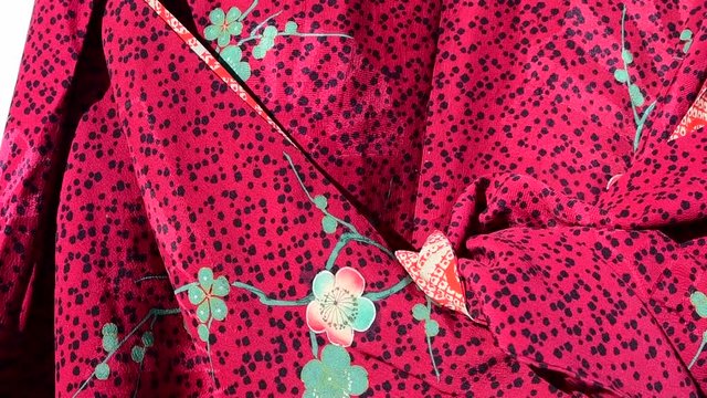 古布、かわいい桜の花柄、アンティーク着物、絹、大正ロマン、和素材