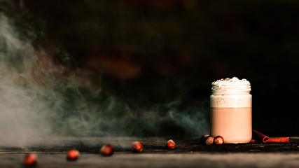 Smoke near coffee and spices