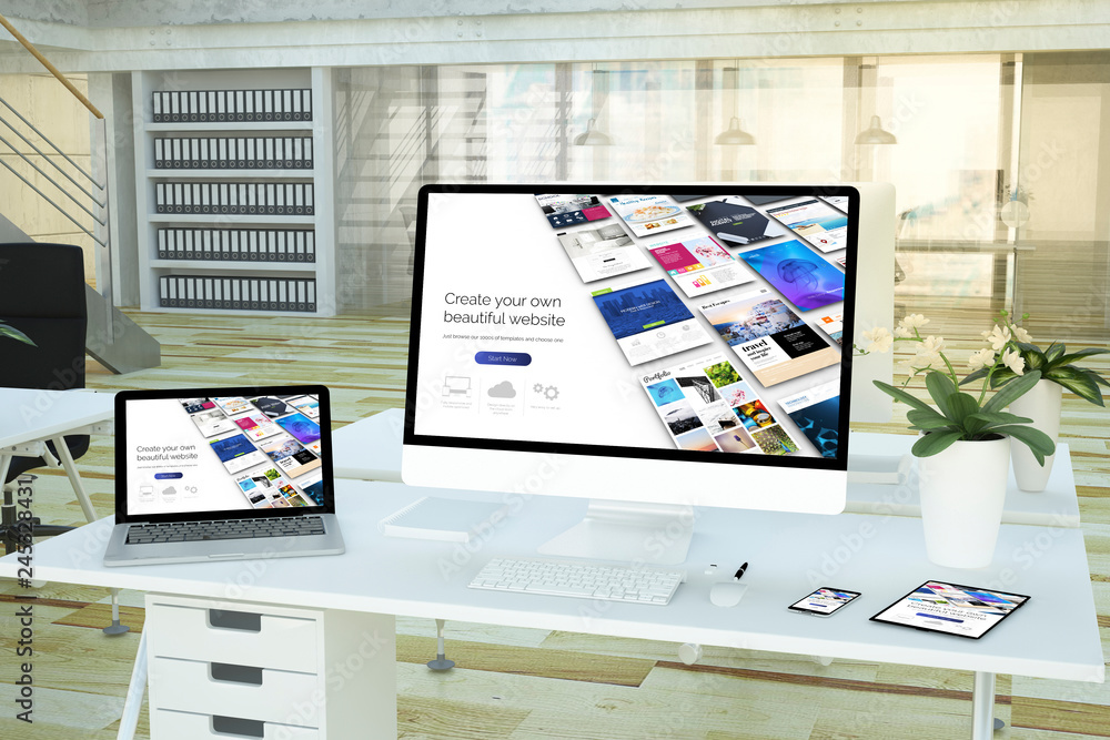 Poster responsive devices website builder