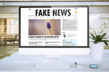 fake news screen computer at office mockup