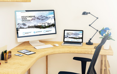 responsive devices on corner desktop mountain responsive website