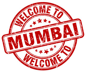welcome to Mumbai red round vintage stamp