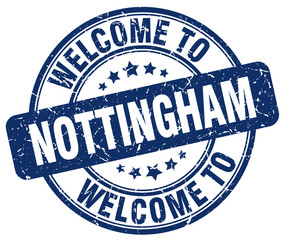 welcome to Nottingham blue round vintage stamp