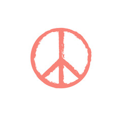 Peace sign with grunge texture isolated on background.