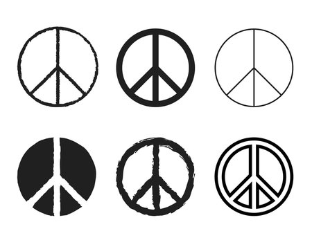 Set Of Round Peace Sign. Nuclear Disarmament Icons Set.