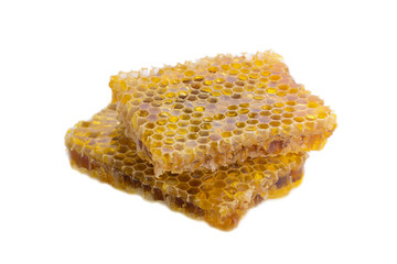 two honeycombs isolated on white background