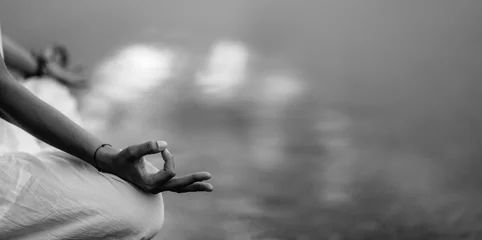  Mindfulness and Meditation. Yoga Woman Detail. Lotus position © Microgen