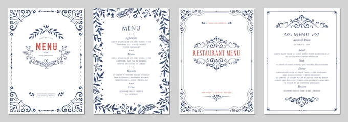 Fotobehang Sierlijke klassieke sjablonen in vintage stijl. Bruiloft en restaurant menu. © KatyaKatya