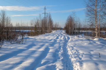 Snow road along the power line