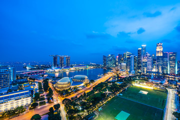 Fototapeta na wymiar Beautiful architecture building exterior of singapore city