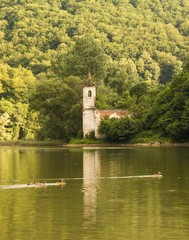 Cincis church on lake with ducks