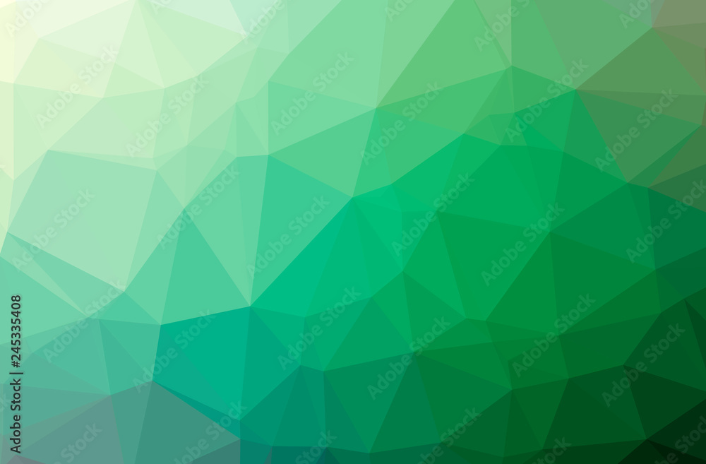 Wall mural illustration of abstract green horizontal low poly background. beautiful polygon design pattern.