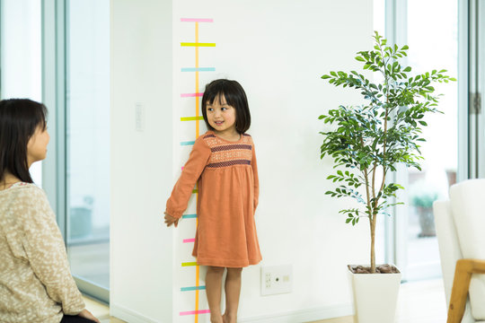 身長を測る女の子
