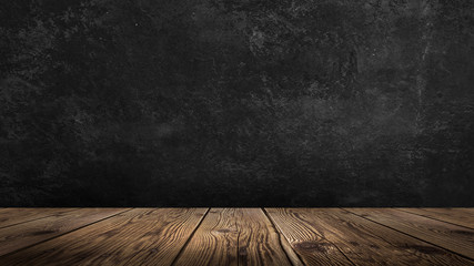 Background of empty room, concrete wall, wooden floor.