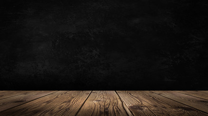 Background of empty room, concrete wall, wooden floor.