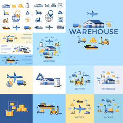 Digital vector yellow blue warehouse