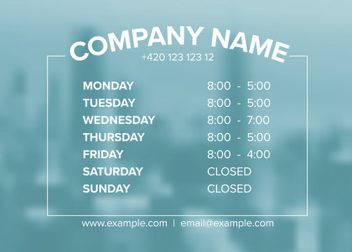 Shop opening time hours vector template