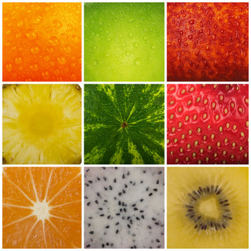 set of fruits background