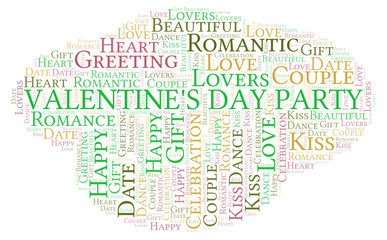 Valentine's Day Party word cloud.
