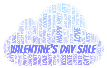 Valentine's Day Sale word cloud.