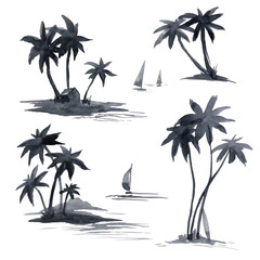 Watercolor tropical palms
