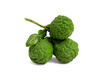 fresh bergamot with leaf isolated on white background.Herb