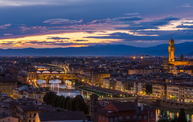 Fototapeta na wymiar Panoramic view of Florence on a sunset, Italy
