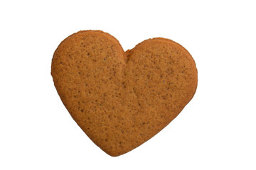 Isolated on white background heart shaped cookies. Gingerbread. Traditional Christmas cookies in Norway, Sweden, Denmark, Iceland, Estonia and Latvia.
