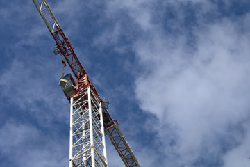 tower crane,construction, sky, building, industry, blue, tower,equipment, engineering, build, structure, 