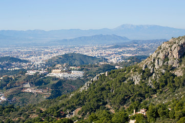 Fototapeta na wymiar Vistas desde los Pinares de San Antón / Views from the pine forests of San Antón. Málaga