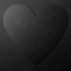 black big heart on black background,minimalism,copy space.Template for your design. 